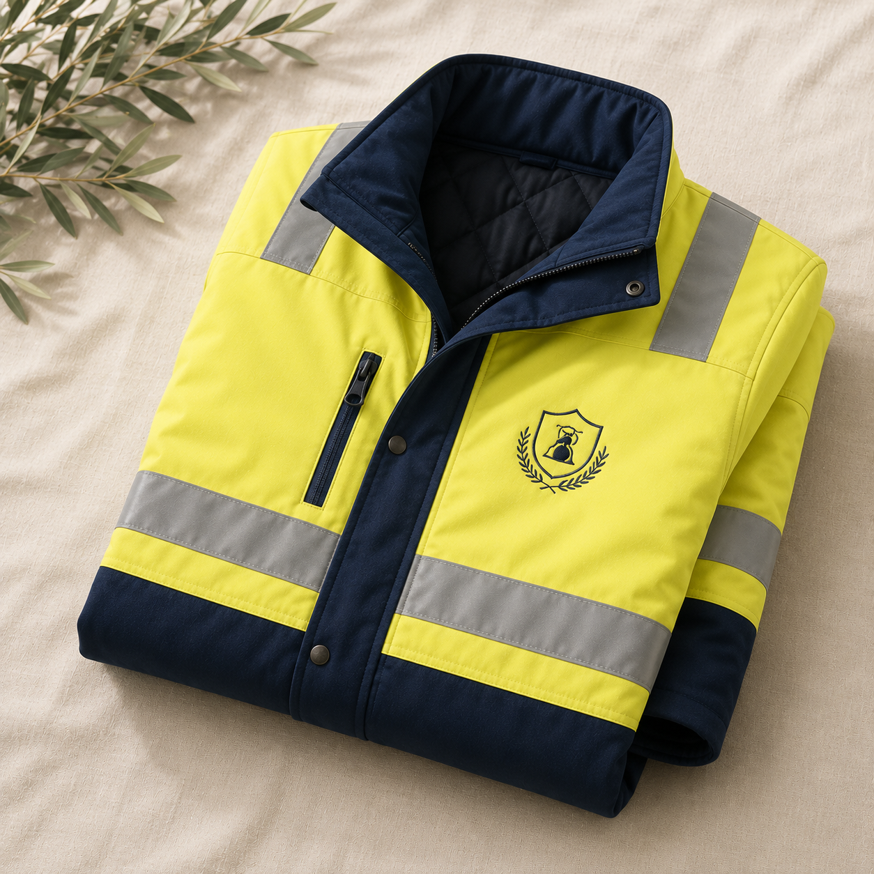 Custom hi-vis work jacket with logo