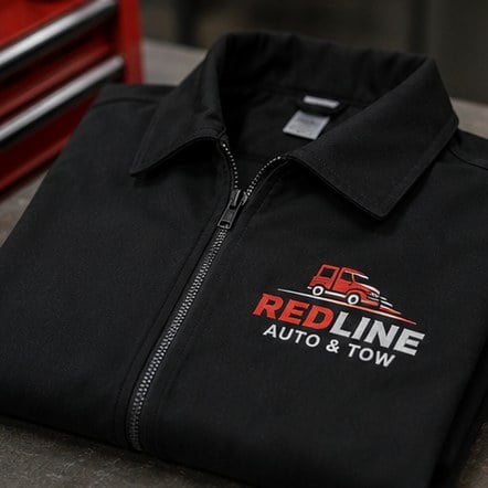 Custom work jackets for auto shops and towing